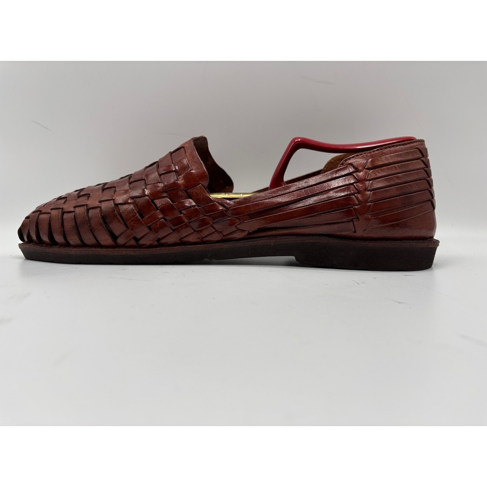 Nordstrom Handwoven Men's Brown Leather Huarache Woven Sandals Shoes Size 13 - Picture 15 of 16